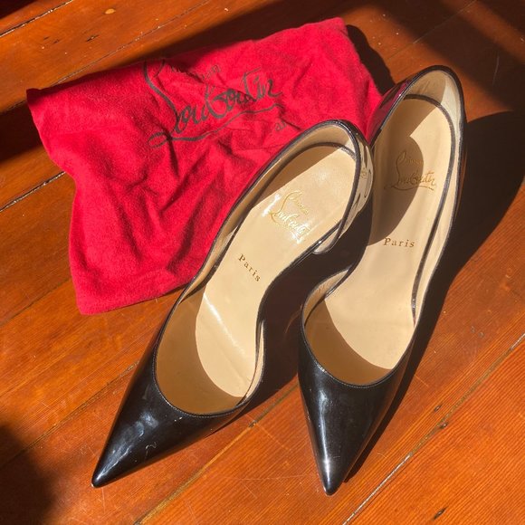 SOLD Christian Louboutin Iriza Black Patent Pumps - Picture 1 of 7